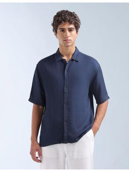 Flying Machine - Navy Blue Twill Oversized Fit Originals Shirt