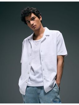 Flying Machine - White Collar Neck Knitted Shirt