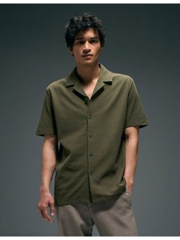 Flying Machine - Green Collar Neck Knitted Shirt
