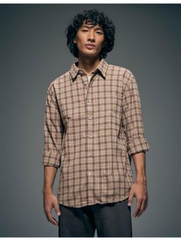 Flying Machine - Brown Plaid Checks Slim Fit Shirt