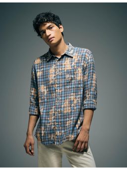 Flying Machine - Blue Regular Fit Checks Printed Shirt