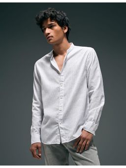 Flying Machine - White Vertical Stripes Regular Fit Shirt