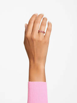 SWAROVSKI - Matrix Ring, Baguette Cut, Pink, 18K Rose Gold Finish (58)