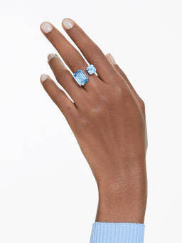 SWAROVSKI - Millenia Open Ring, Octagon Cut, Blue, Rhodium Plated