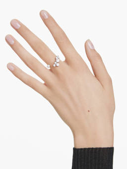 SWAROVSKI - Constella Open Ring, Crystal Pearl, Round Cuts, White