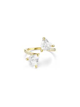 SWAROVSKI - Mesmera Open Ring, Heart Cut, Pave, White, 18K Gold Finish