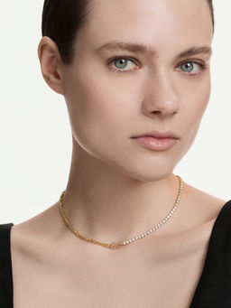 SWAROVSKI - Matrix Necklace, Round Cut, White, 18K Gold Finish