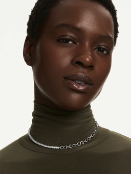 SWAROVSKI - Matrix Necklace, S-Shape, Round Cut, White, Rhodium Plated