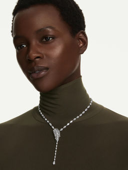 SWAROVSKI - Vienna Y Necklace, Mixed Cuts, Feather, White, Rhodium Plated