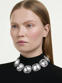 SWAROVSKI - Una Angelic Choker, Cushion Cut, White, Ruthenium Plated