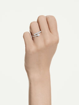 SWAROVSKI - Matrix Open Ring, Round Cut, White, Rhodium Plated