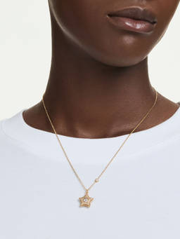 SWAROVSKI - Sublima Necklace, Round Cut, Star, White, 18K Gold Finish