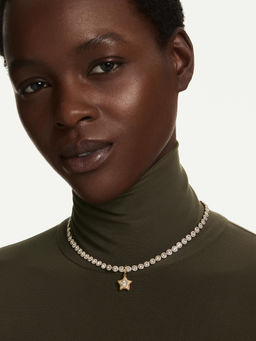 SWAROVSKI - Sublima Charm, Round Cut, Star, White, 18K Gold Finish