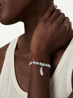 SWAROVSKI - Vienna Charm, Mixed Cuts, Feather, White, Rhodium Plated