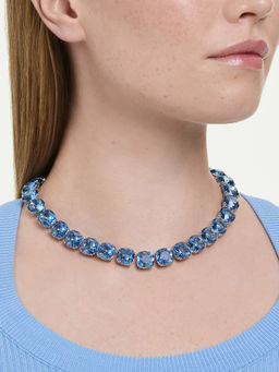 SWAROVSKI - Millenia Necklace, Cushion Cut, Blue, Rhodium Plated