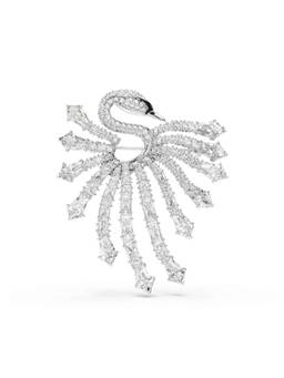 SWAROVSKI - Vienna Brooch, Mixed Cuts, Swan, White, Rhodium Plated