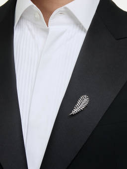 SWAROVSKI - Vienna Brooch, Mixed Cuts, Feather, White, Rhodium Plated