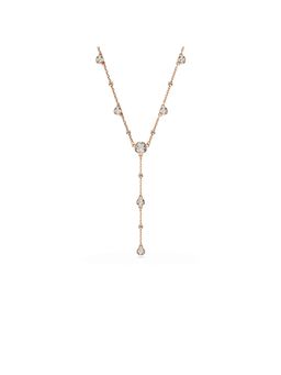 SWAROVSKI - Imber Y Necklace, Round Cut, White, 18K Rose Gold Finish
