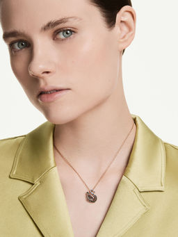 SWAROVSKI - Swan Necklace, Mixed Cuts, Swan, Black, 18K Rose Gold Finish
