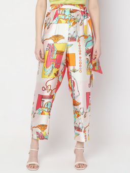 VERO MODA - Women Printed Casual Wear Multicolor Pants (Set of 2)