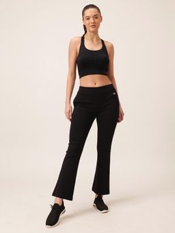 Clovia - Women Black High-Rise Flared Yoga Pants