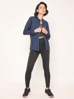 Clovia - Women Blue Solid Comfort Fit Sporty Jacket