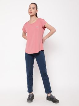 Clovia - Pink Solid Comfort Fit Active T-Shirt