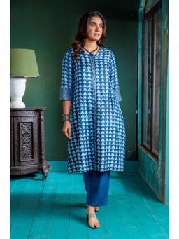 EARTHWEAR - Indigo Tassar Silk Ratri Kurta