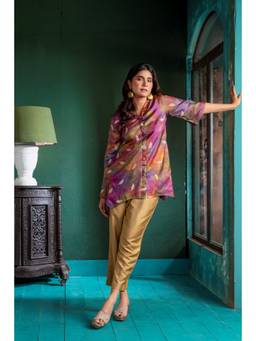 EARTHWEAR - Plum Tassar Silk Godhuli Tunic