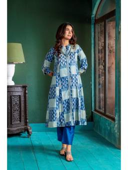 EARTHWEAR - Blue Tassar Silk Megh Kurta