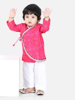 BownBee - Full Sleeve Cotton Kurta Pajama for Boys - Pink (Set of 2)