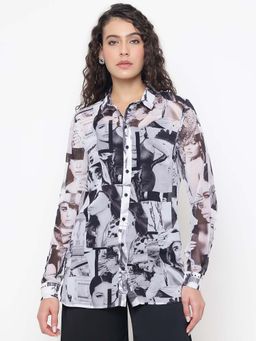 Guess - Clouis Iconic Collage Graphic Spread Collar Regular Fit Shirt