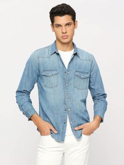 Pepe Jeans - Blue Flap Pockets Full Sleeves Shirt