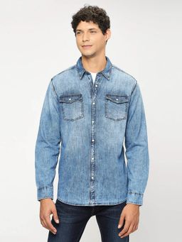 Pepe Jeans - Blue Flap Pockets Full Sleeves Shirt