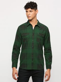 Pepe Jeans - Green Checked Full Sleeves Shirt