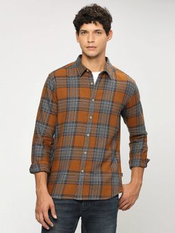Pepe Jeans - Brown Checked Full Sleeves Shirt