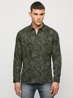 Pepe Jeans - Olive Printed Full Sleeves Shirt