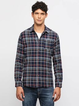 Pepe Jeans - Navy Blue Checked Full Sleeves Shirt