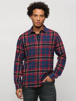 Pepe Jeans - Navy Blue Checked Full Sleeves Shirt