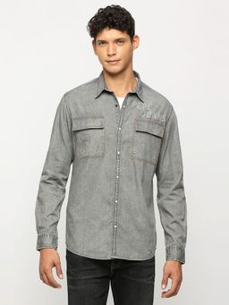 Pepe Jeans - Grey Denim Full Sleeves Shirt