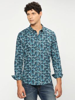 Pepe Jeans - Navy Blue Printed Full Sleeves Shirt