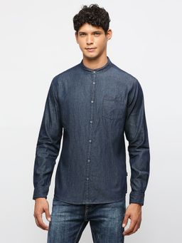 Pepe Jeans - Blue Solid Slim Fit Denim Shirt