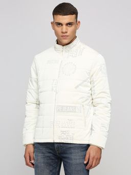 Pepe Jeans - Off-White All Over Printed Wadded Kamachi Fit Jacket