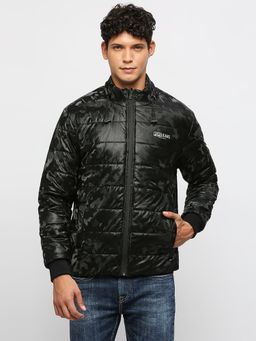 Pepe Jeans - Black Camo Printed Puffer Kamachi Fit Jacket
