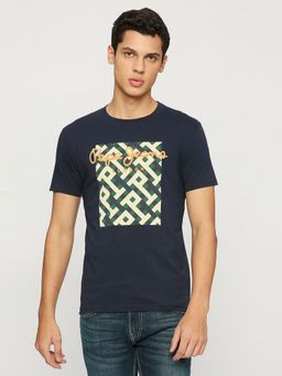 Pepe Jeans - Navy Blue Typography Print Short Sleeves T-Shirt