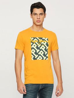 Pepe Jeans - Yellow Typography Print Short Sleeves T-Shirt