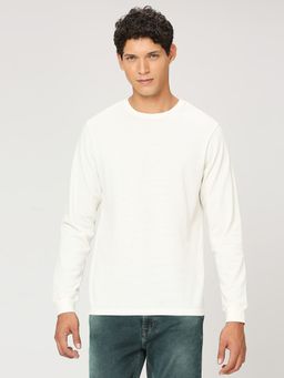 Pepe Jeans - Off White Round Neck Full Sleeves T-Shirt