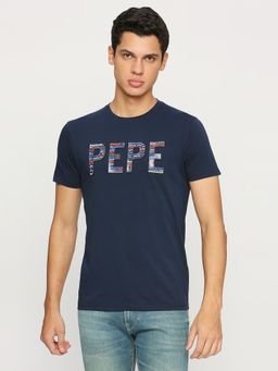 Pepe Jeans - Navy Blue Typography Print Short Sleeves T-Shirt