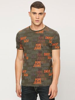 Pepe Jeans - Olive Typography Short Sleeves T-Shirt