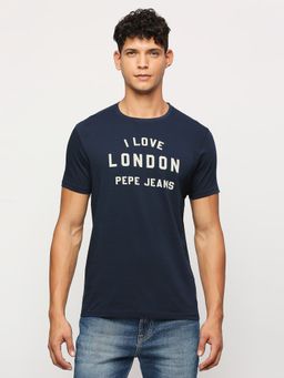 Pepe Jeans - Navy Blue Printed Short Sleeve T-Shirt